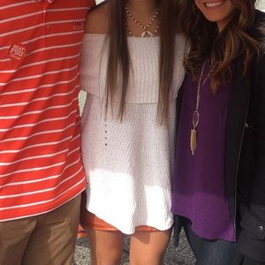 Anthropologie off the shoulder white sweater